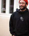 Organic Oversize Hoodie SONNE MOND STERNE Stick | unisex | Schwarz - Studio Schön®
