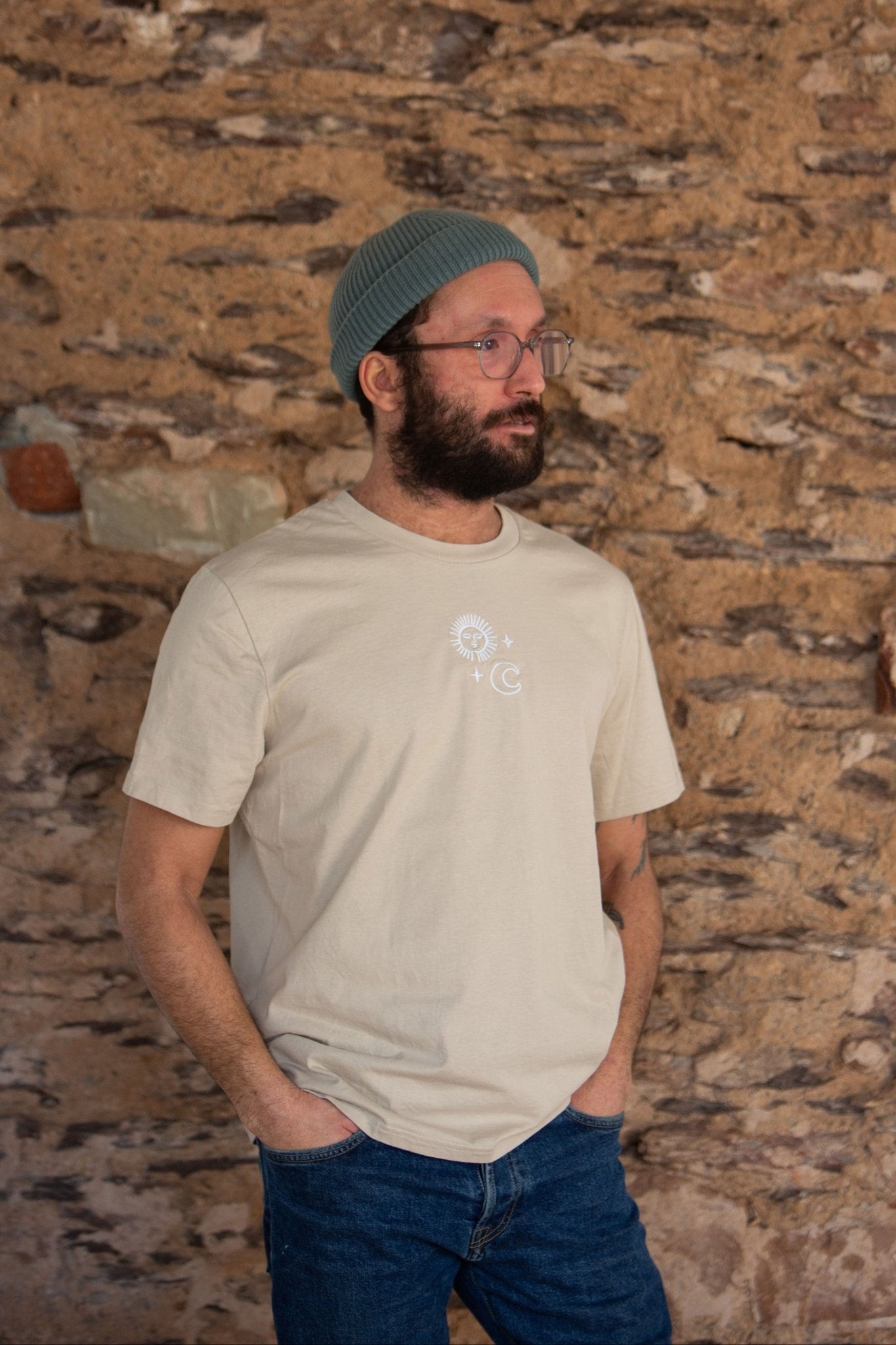 Organic T-Shirt SONNE MOND STERNE Stick | unisex | Kaffee - Studio Schön®