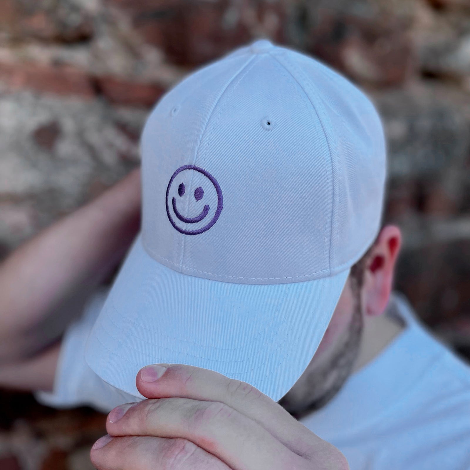 Organic Basecap Smiley Stick | Cap Weiß - Studio Schön®