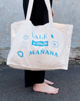 Organic Beach Bag MAÑANA Print Blau | Baumwolltasche Natural - Studio Schön®