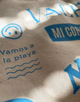 Organic Beach Bag MAÑANA Print Blau | Baumwolltasche Natural - Studio Schön®