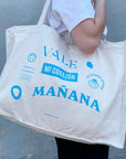 Organic Beach Bag MAÑANA Print Blau | Baumwolltasche Natural - Studio Schön®