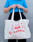 Organic Beach Bag MAÑANA Print Rot | Baumwolltasche Natural - Studio Schön®