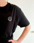 Organic T-Shirt Smiley Stick Weiß | unisex | Schwarz - Studio Schön®