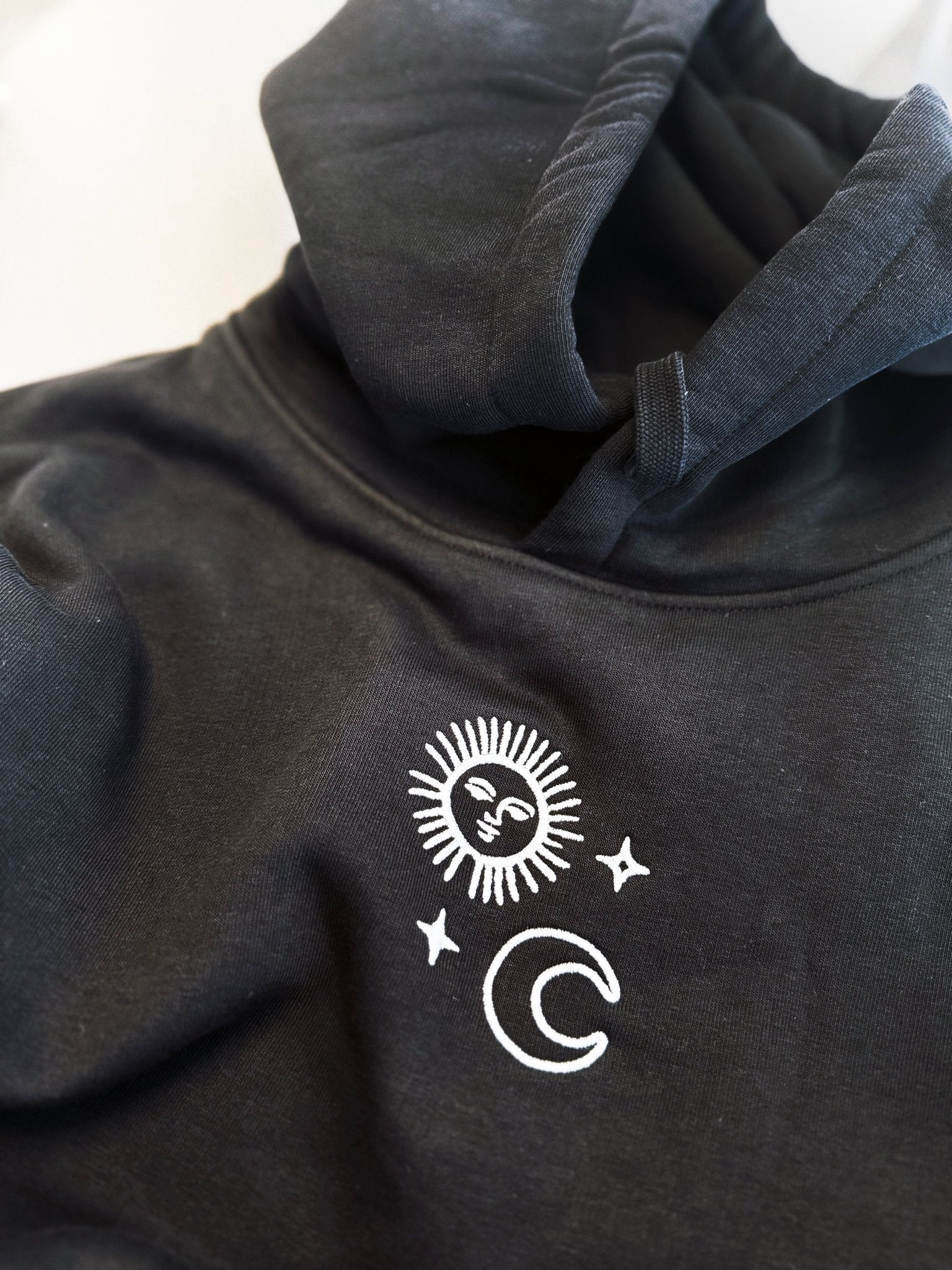 Organic Oversize Hoodie SONNE MOND STERNE Stick | unisex | Schwarz - Studio Schön®