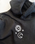 Organic Oversize Hoodie SONNE MOND STERNE Stick | unisex | Schwarz - Studio Schön®