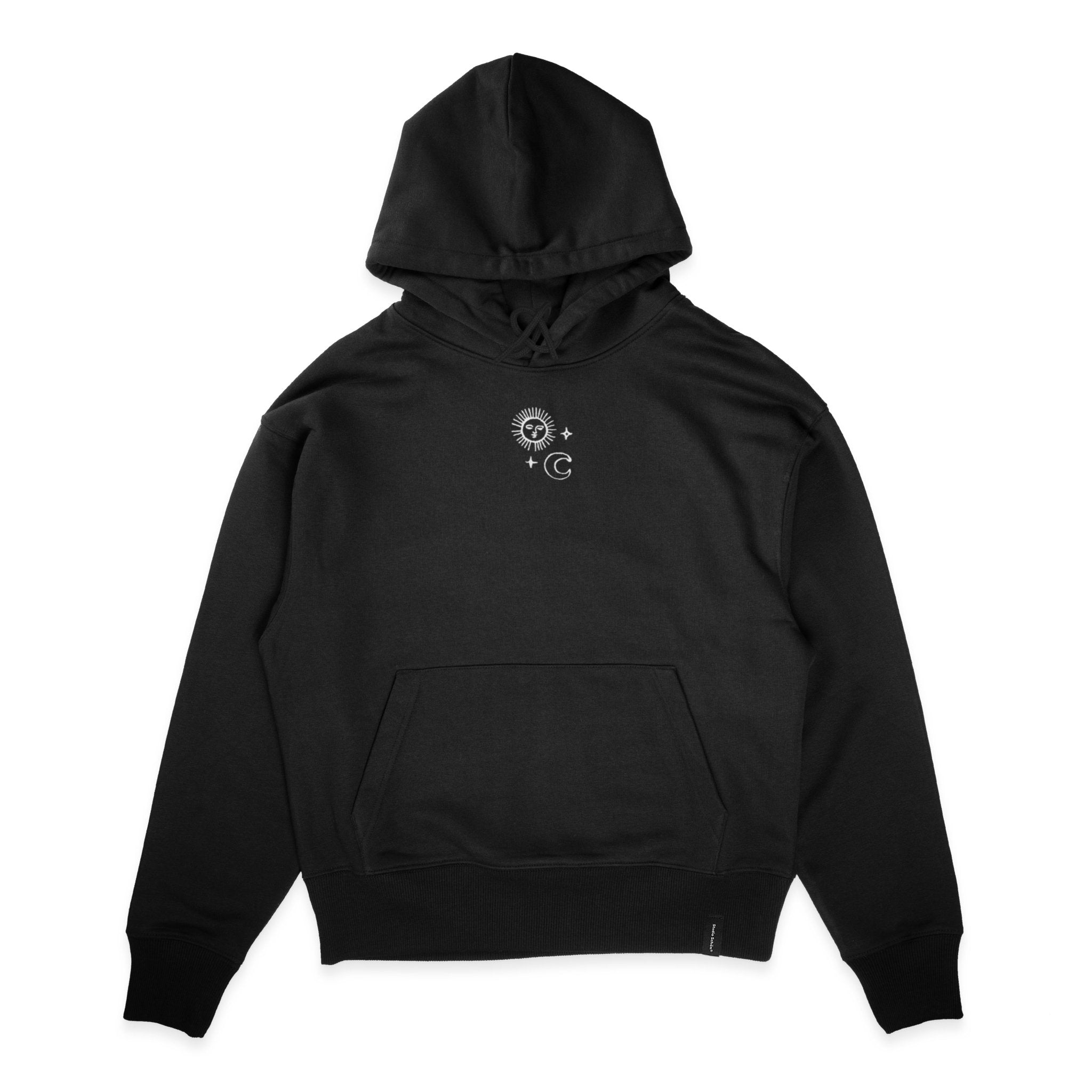 Organic Oversize Hoodie SONNE MOND STERNE Stick | unisex | Schwarz - Studio Schön®