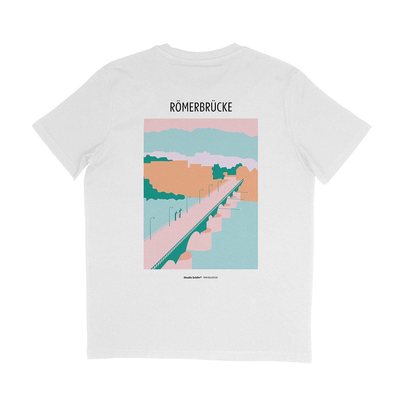 Organic T-Shirt RÖMERBRÜCKE Trier Kollektion | unisex | Weiß - Studio Schön®