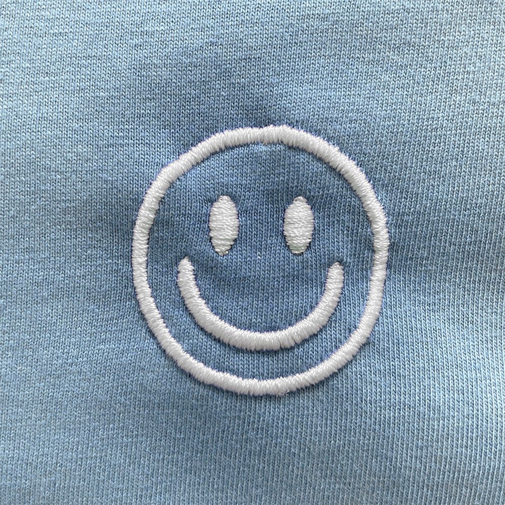 Organic T-Shirt Smiley Stick Weiß | unisex | Himmelblau - Studio Schön®