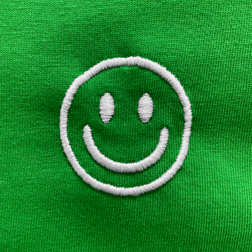 *Einzelstück* Organic T-Shirt Smiley Stick Weiß | unisex | Grün - Studio Schön®