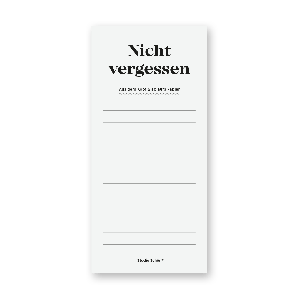 NOTIZEN – NOTIZBLOCK – NICHT VERGESSEN - Studio Schön®