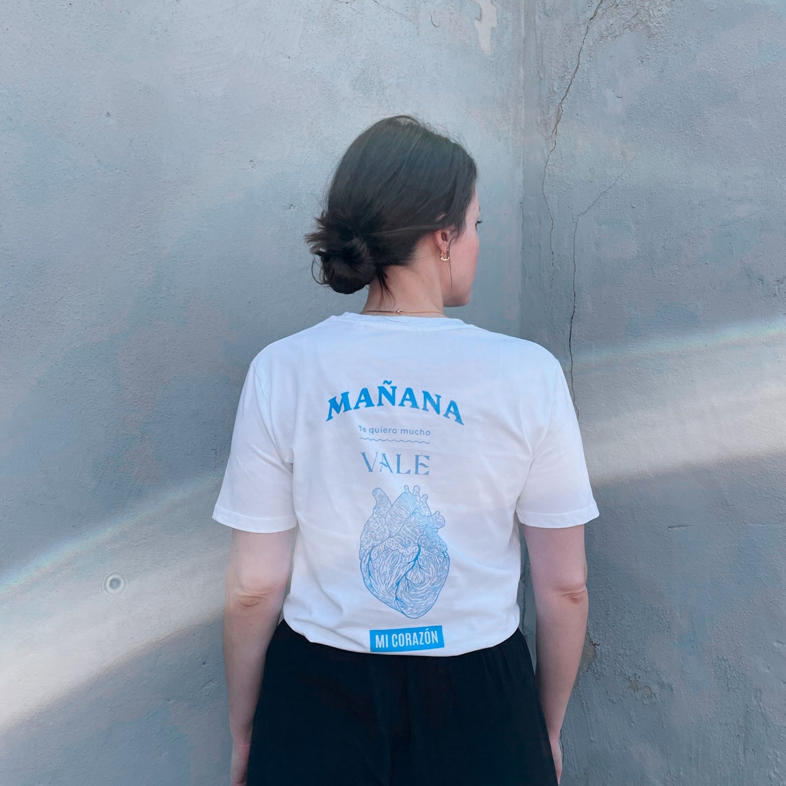 Organic T-Shirt VALE Rückenprint Blau | unisex | Weiß - Studio Schön®